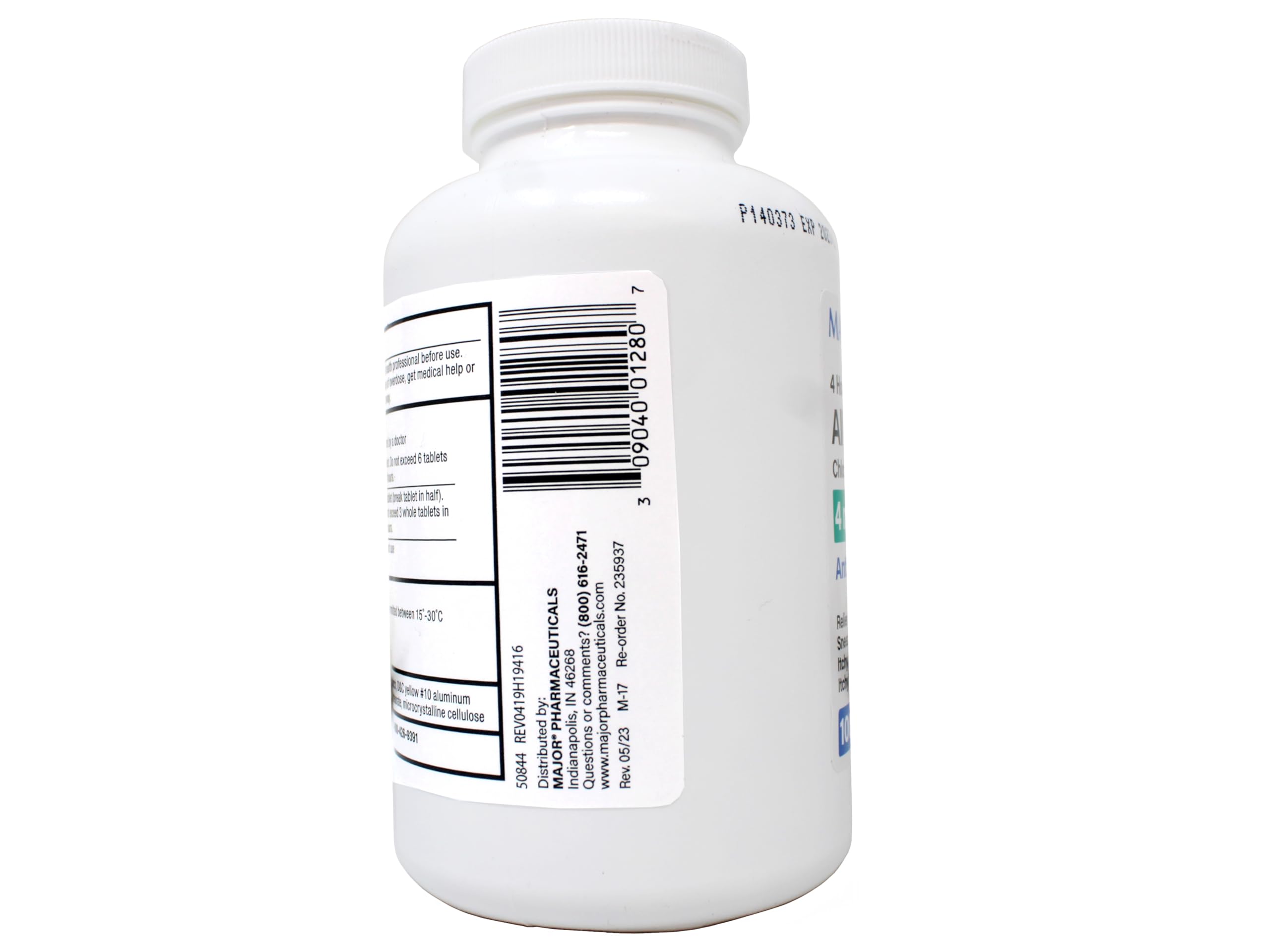 MAJOR tabletas alergia; guía de dosificación para adultos y adolescentes.