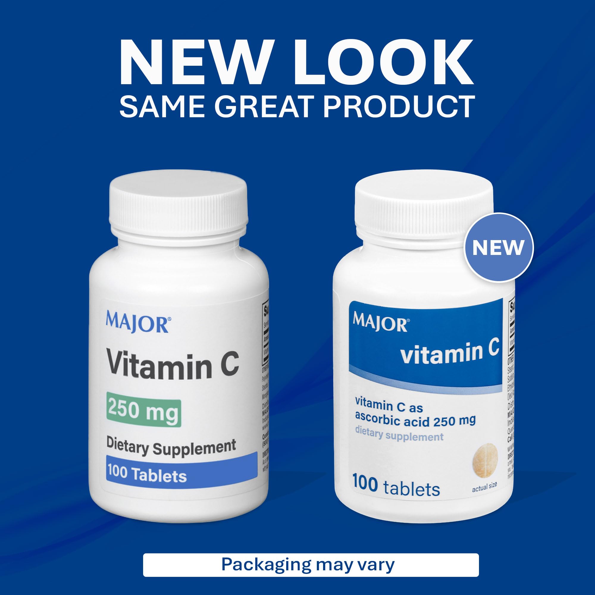 MAJOR Vitamin C etiqueta informativa con ingredientes y uso recomendado