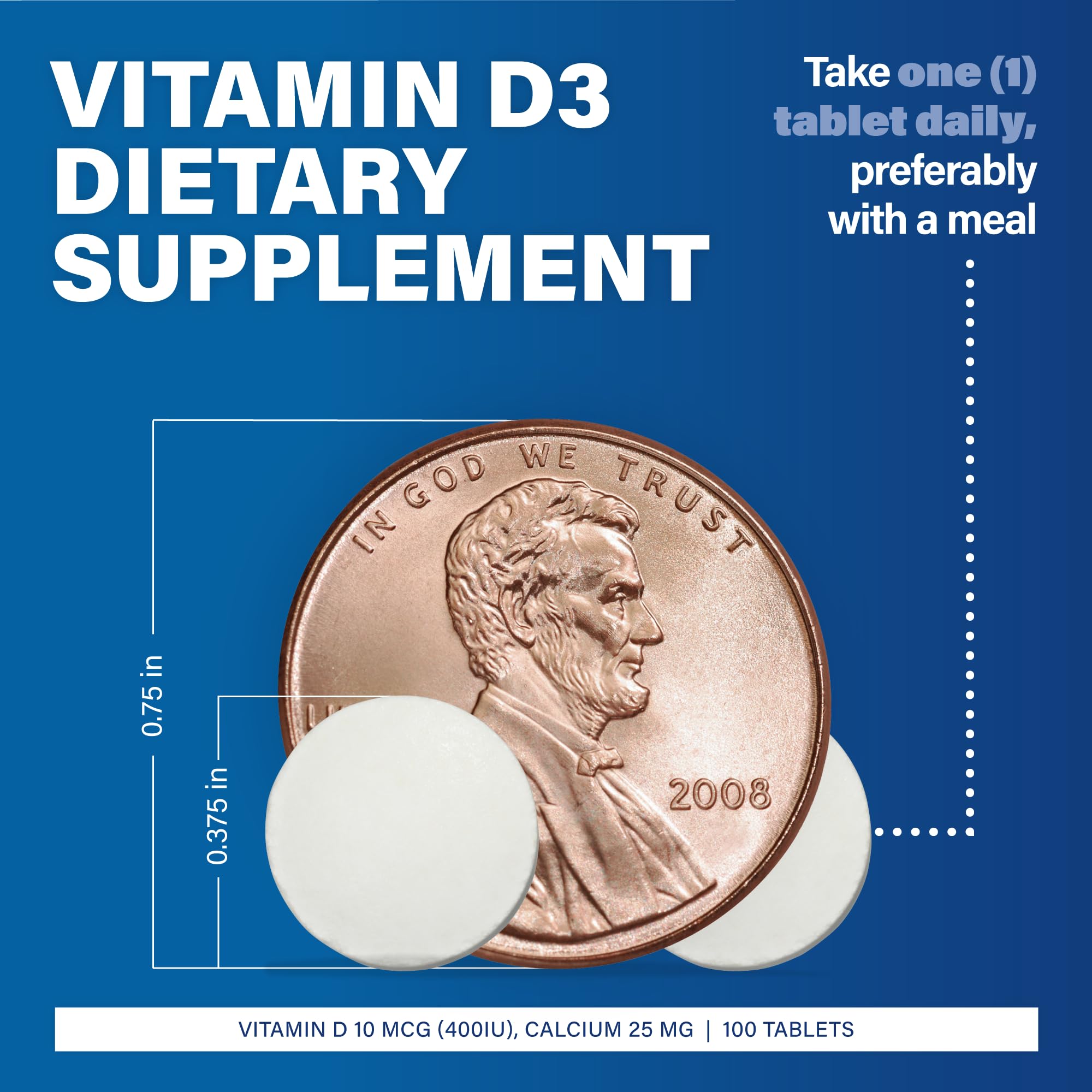 Tableta MAJOR Vitamin D3 lista para tomar con la comida.