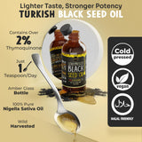 MAJU Aceite de Semilla Negra con tapa del frasco para almacenamiento seguro.