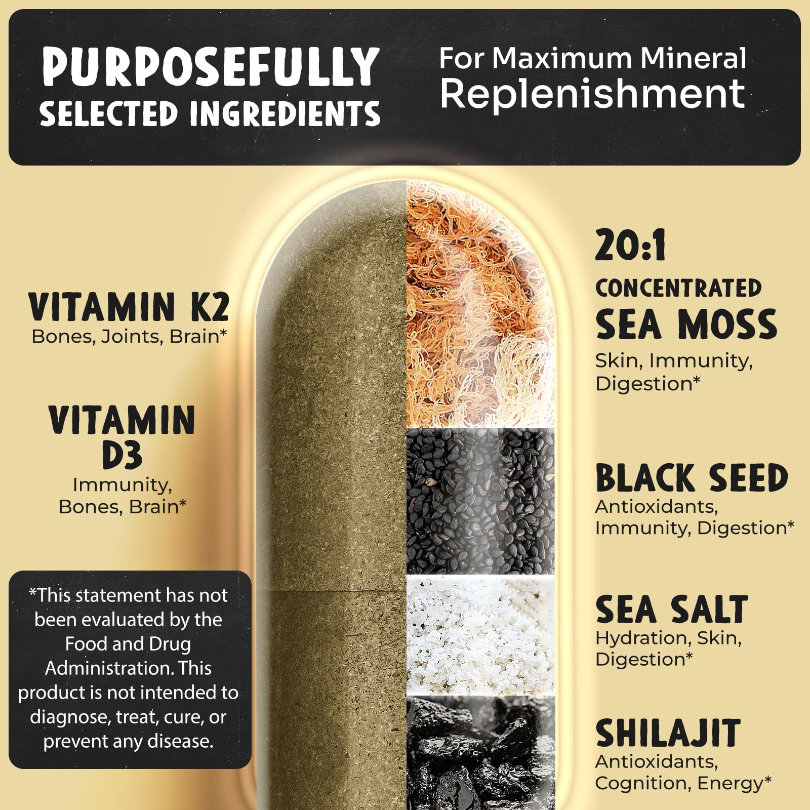 Maju Superfoods 18 en 1, etiqueta que destaca D3 y K2 para funciones corporales.