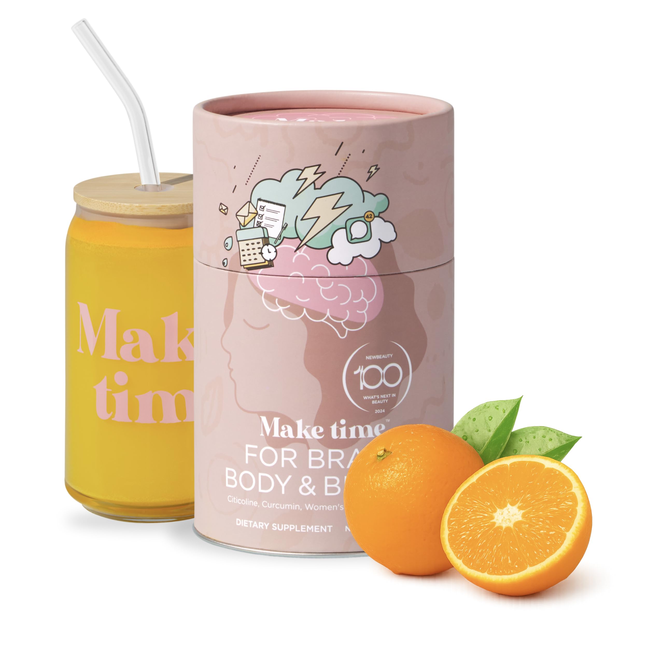 MAKE TIME polvo salud cerebral naranja en bote para uso diario