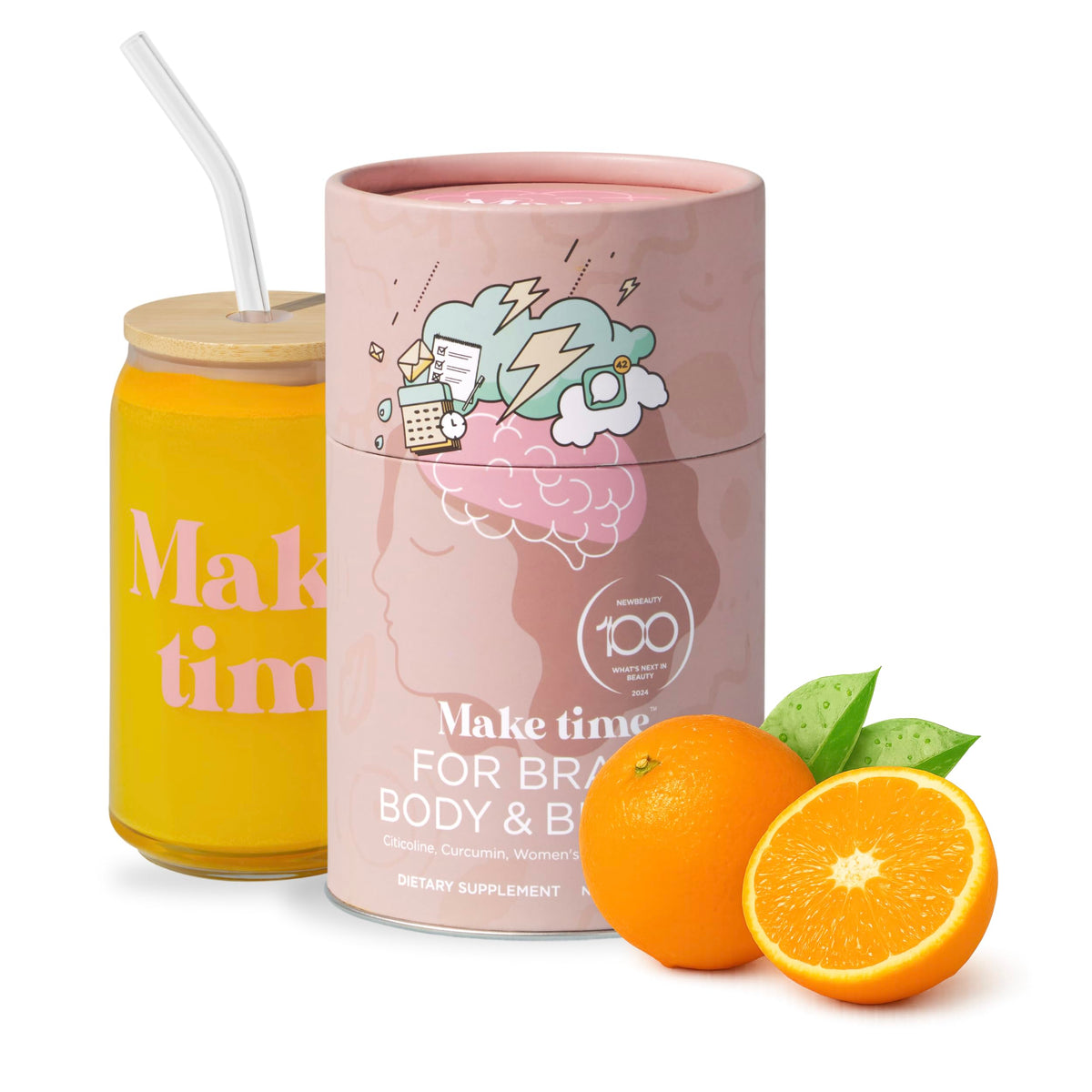 MAKE TIME polvo salud cerebral naranja en bote para uso diario