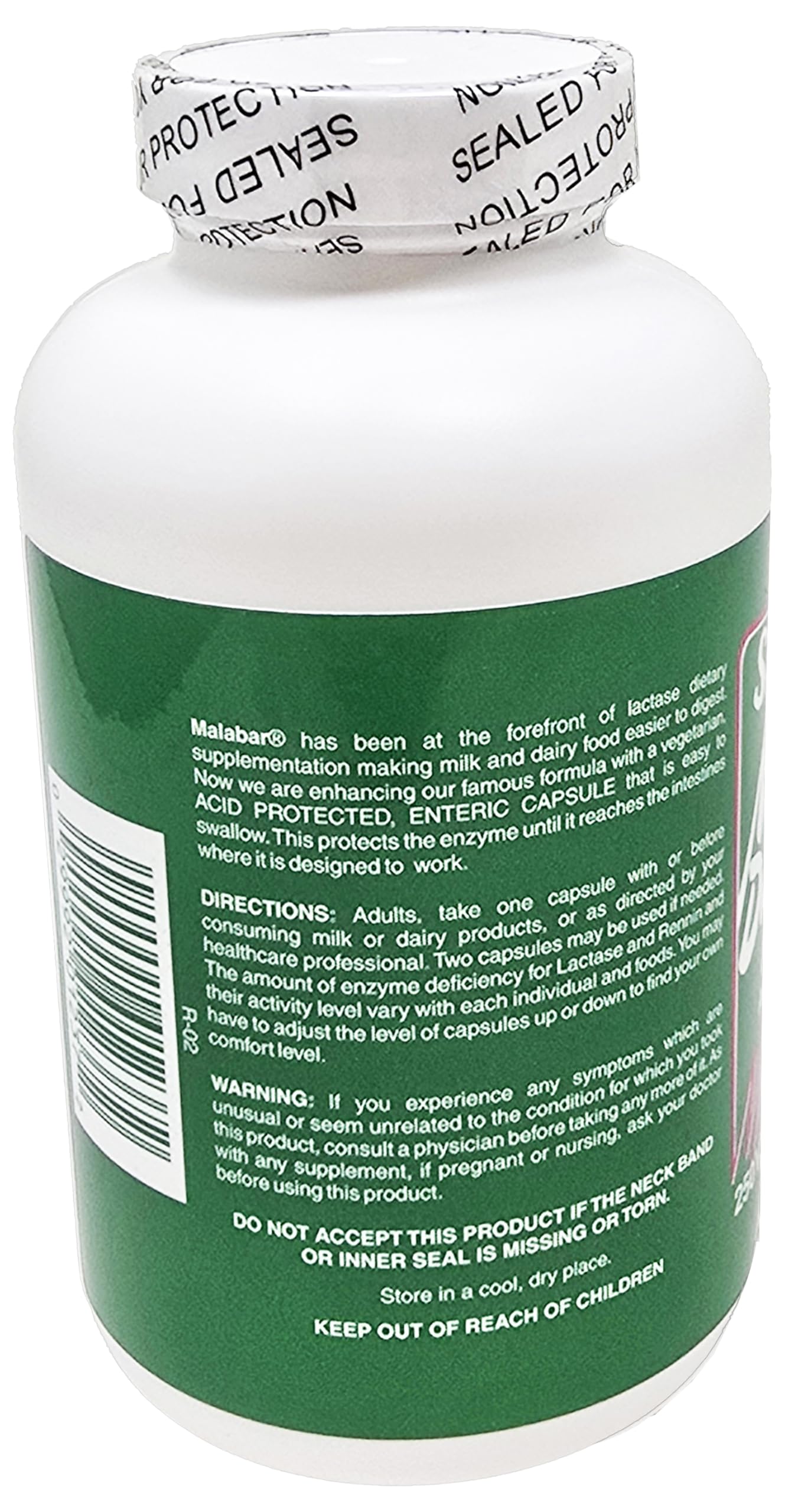 Tabletas de lactasa de Malabar para una digestión suave de lácteos.
