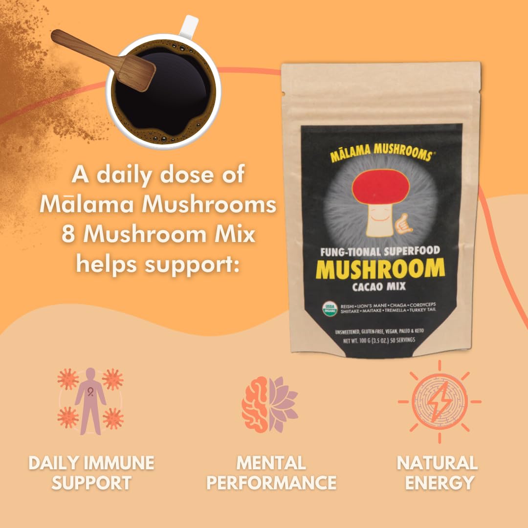 Malama Mushrooms: cola de pavo en cacao para enfoque diario.