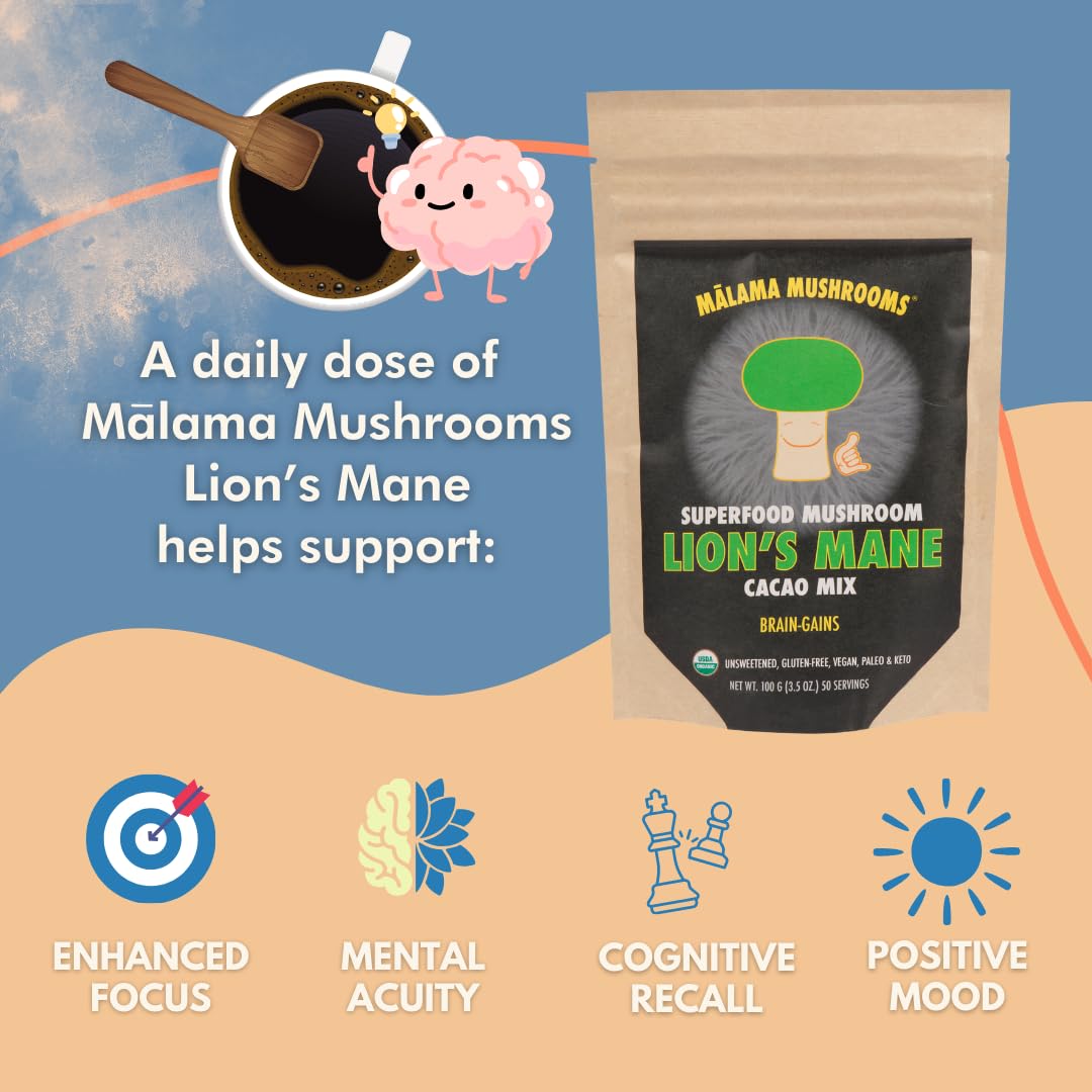 Malama Mushrooms: canela de Ceilán destacada en cacao para aroma y sabor.