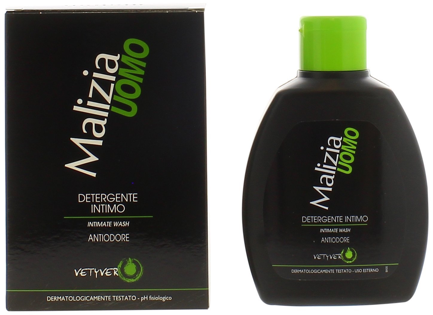 Frasco listo para bolso de Malizia Uomo, ideal para retoques de frescura durante el día.
