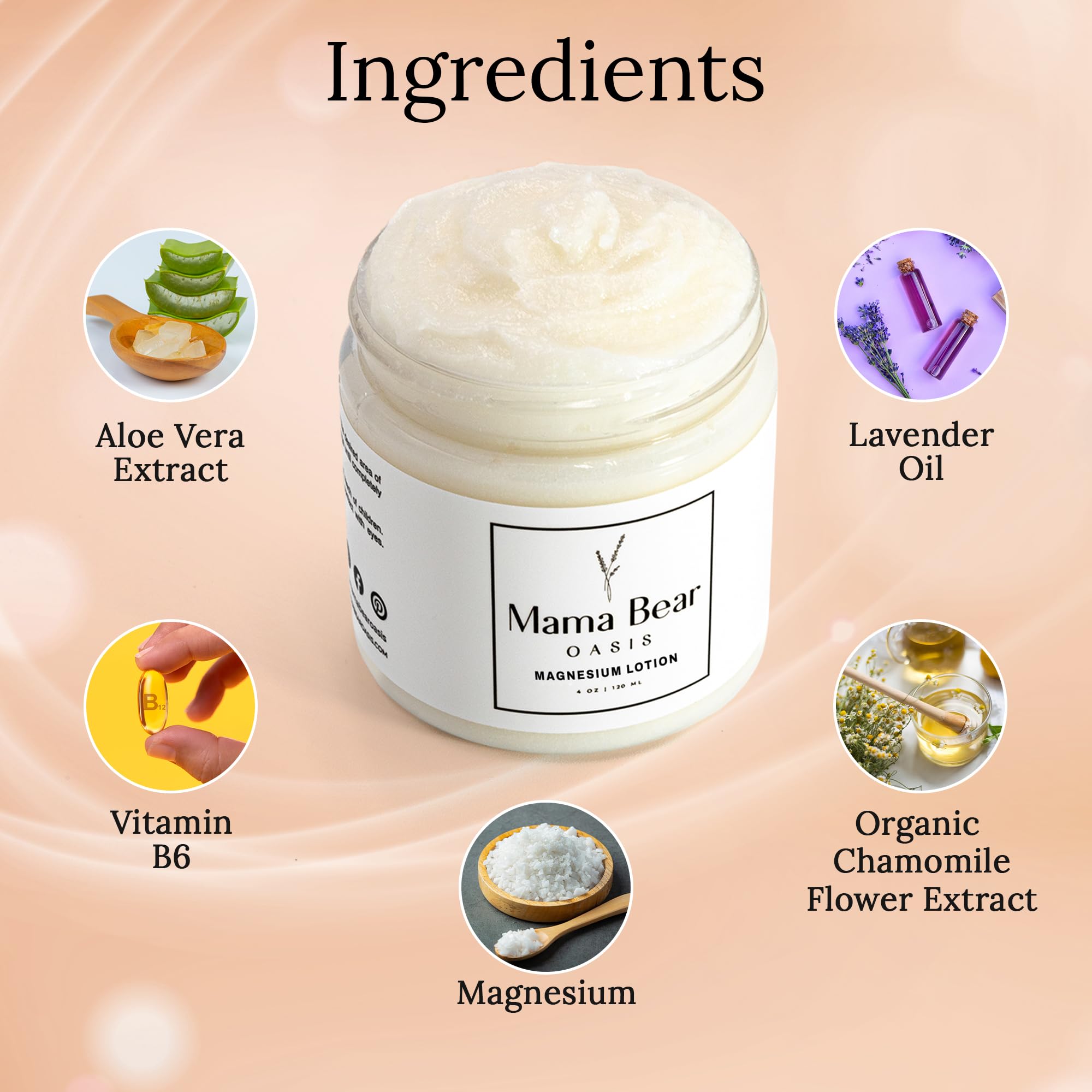 Mama Bear Oasis crema Magnesium Lavanda para manos; hidratación ligera y confort diario.