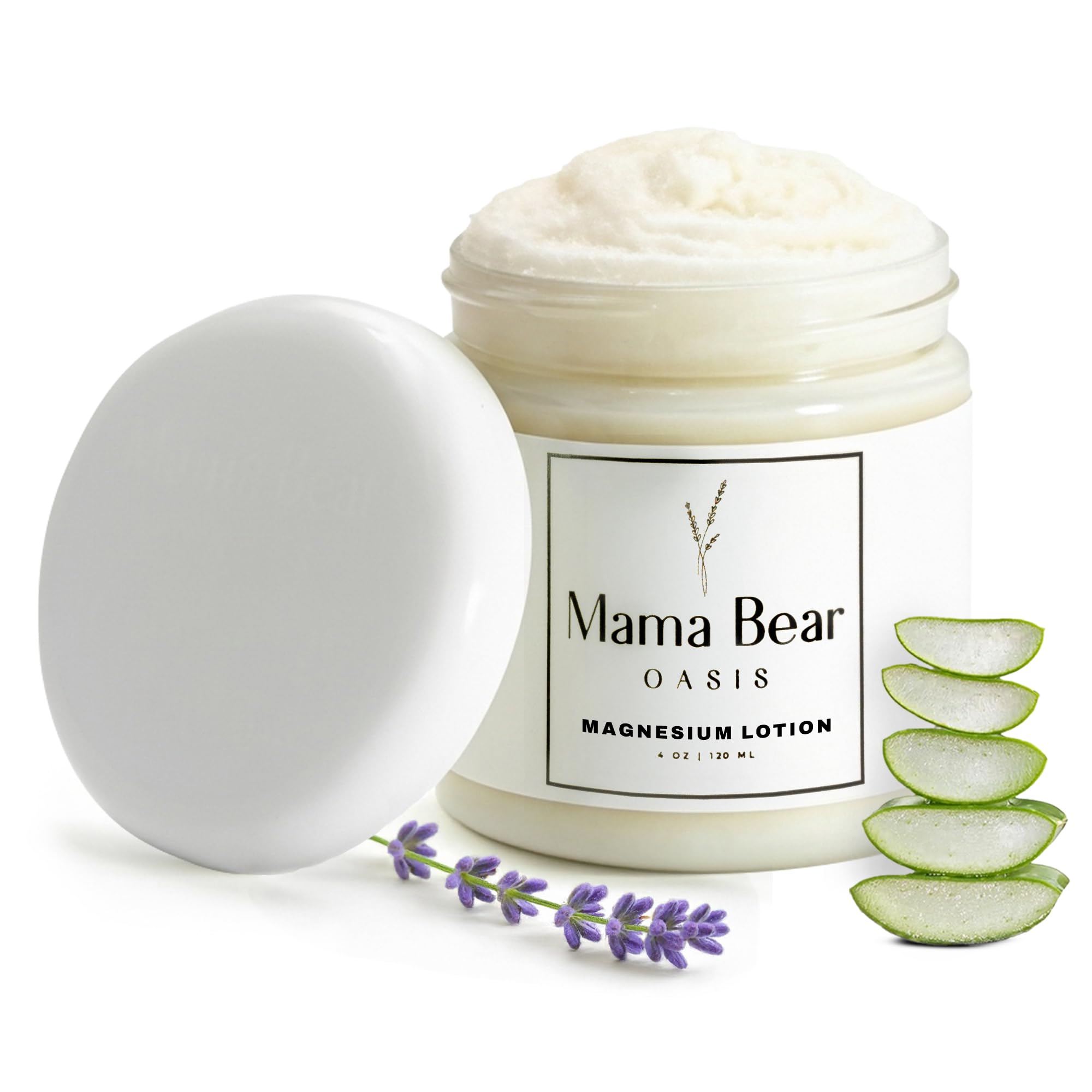 Mama Bear Oasis crema Magnesium Lavanda para pies; alivio suave y absorción rápida.