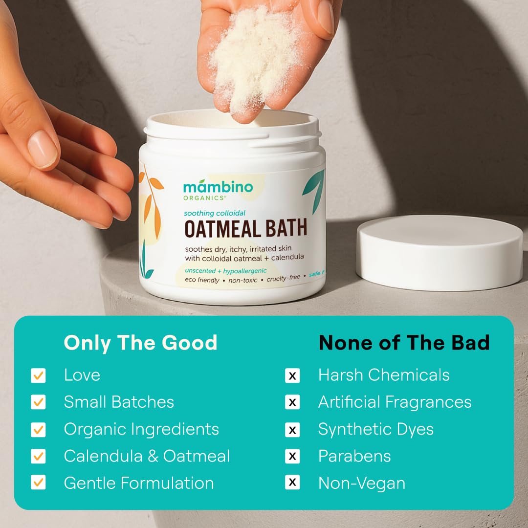 Mezcla natural de ingredientes para un baño suave sin fragancias artificiales.