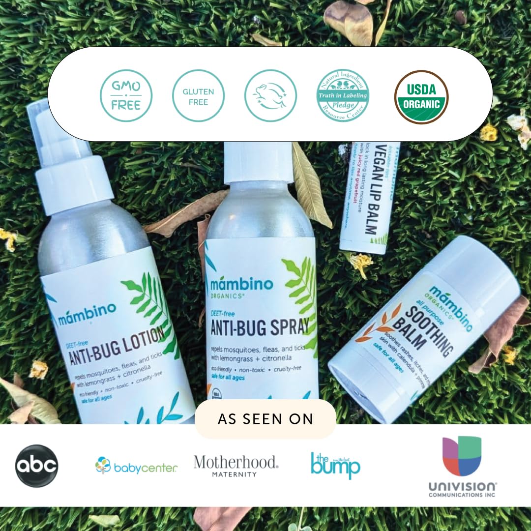 Mambino Organics Anti-Bug Spray para toda la familia, uso suave en piel sensible