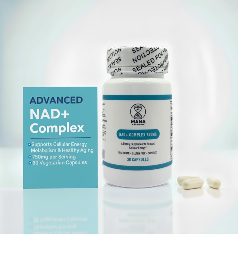 Mana Nutrition NAD+ Complex cápsulas en botella para energía diaria