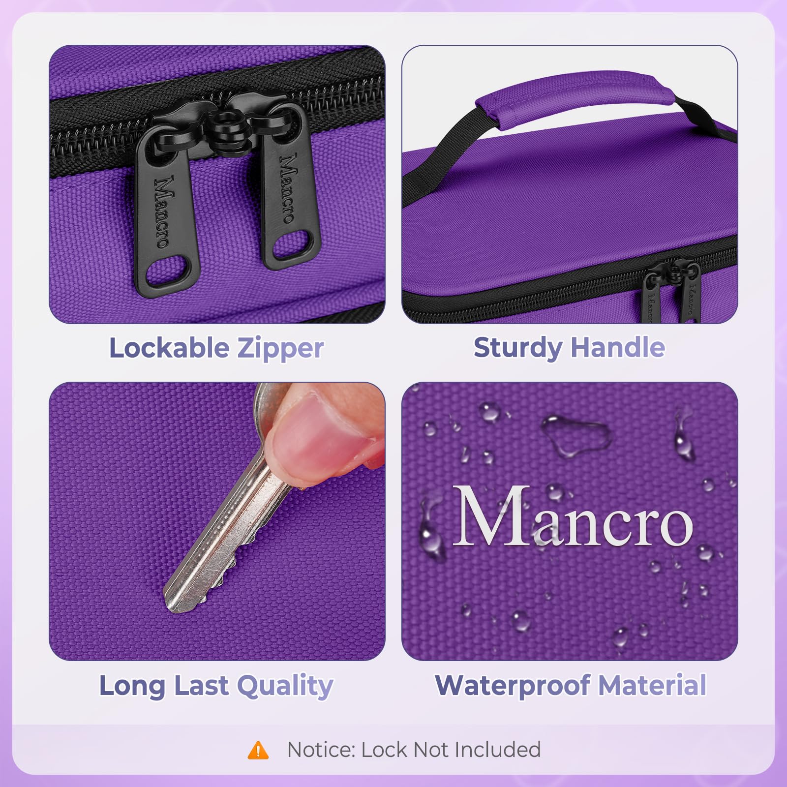 Mancro material resistente al agua protege el contenido.