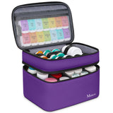 Mancro organizador-pildoras con dobles capas para mantener frascos ordenados.