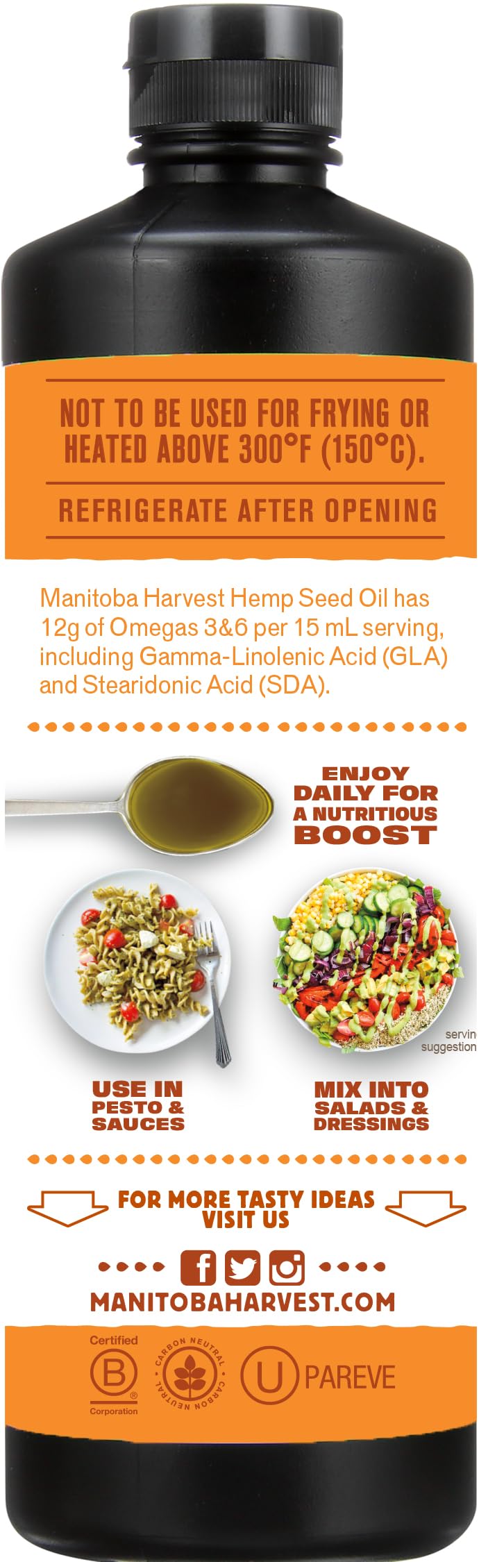 Manitoba Harvest Aceite de cáñamo para piel hidratante y suave.