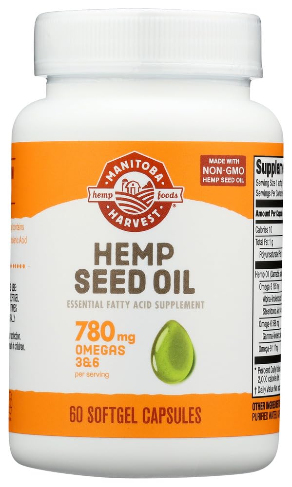 Manitoba Harvest cápsulas de cáñamo, 1000 mg, ingesta diaria fácil.