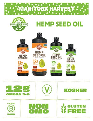Aceite de cáñamo Manitoba Harvest vertido sobre ensalada para aderezo nutritivo.
