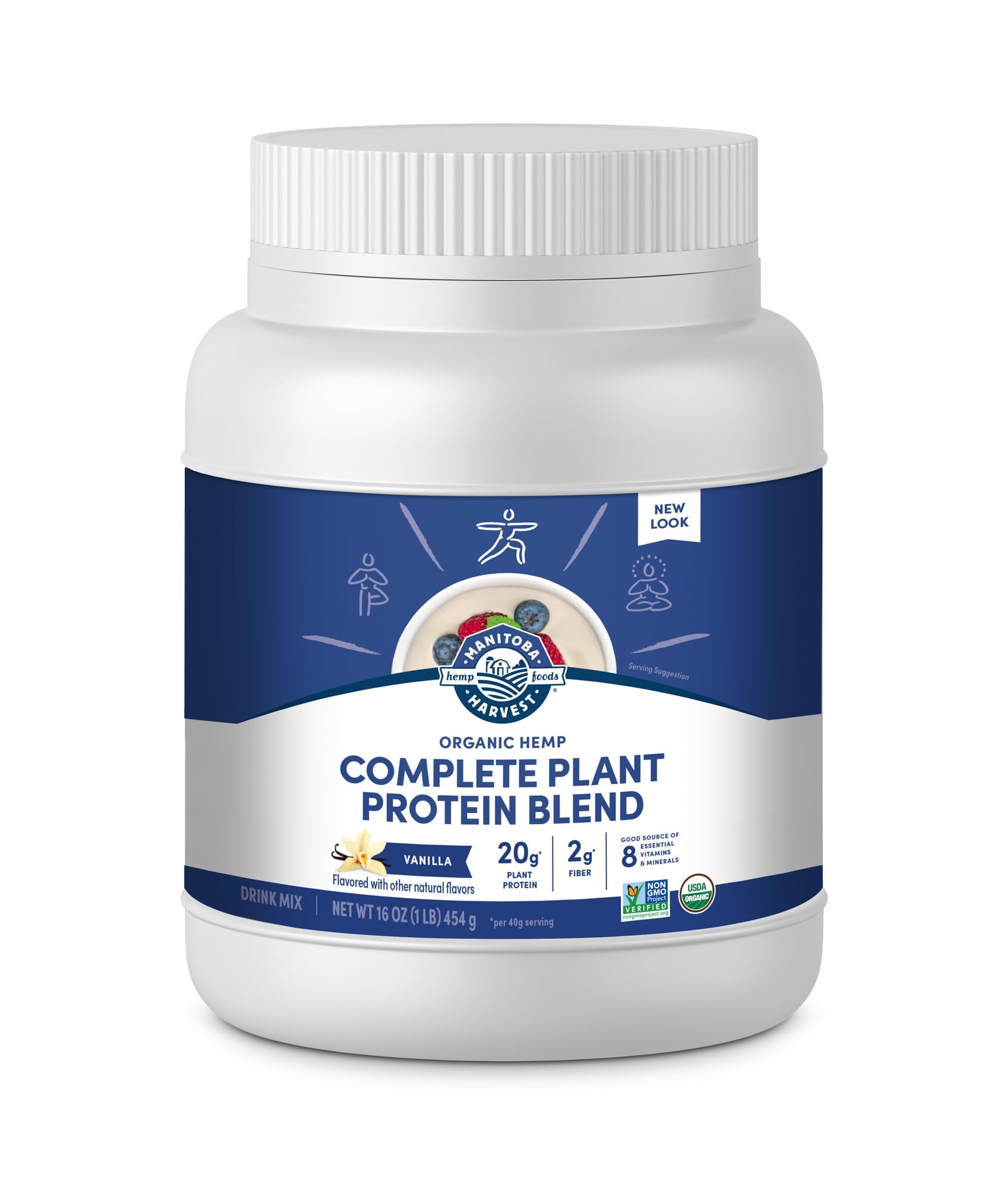 Manitoba Harvest Hemp Yeah proteina vegetal vainilla envase, ideal para batidos diarios