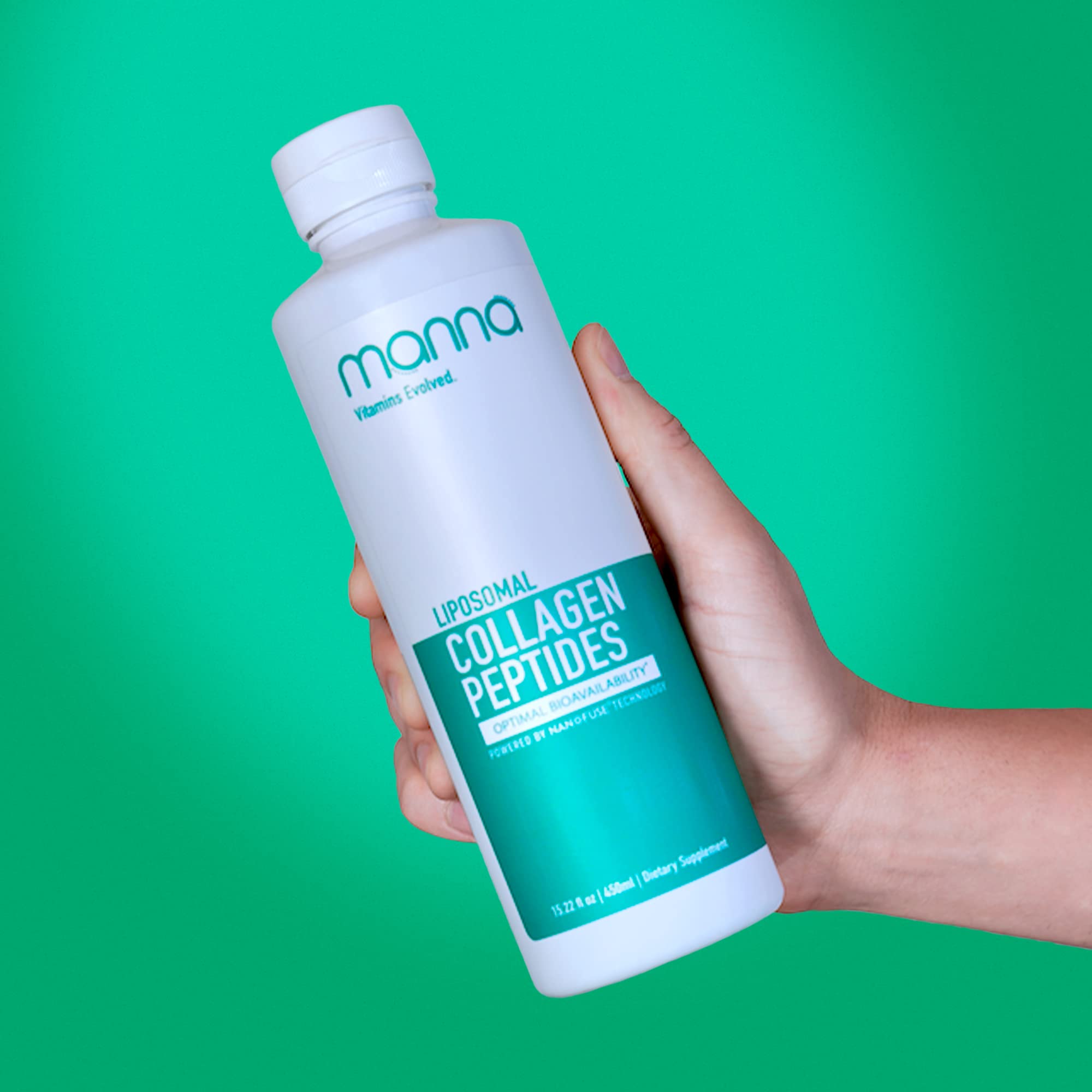 Manna Vitamins Evolved colágeno liposomales líquido en botella para uso diario