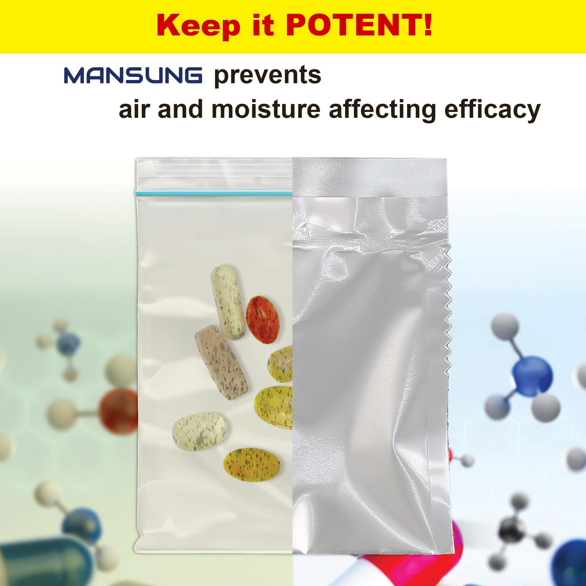Mansung M600: paquetes Pillsuite, apertura fácil para pastillas.