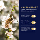 Miel Manuka MGO 400+ con sabor suave para confort diario.