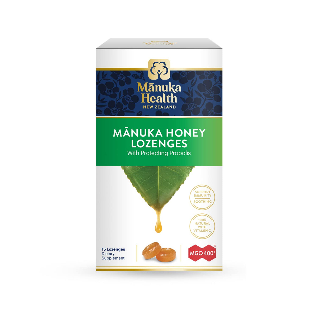 Pastillas Manuka Health con propóleos, en empaque práctico para llevar y usar