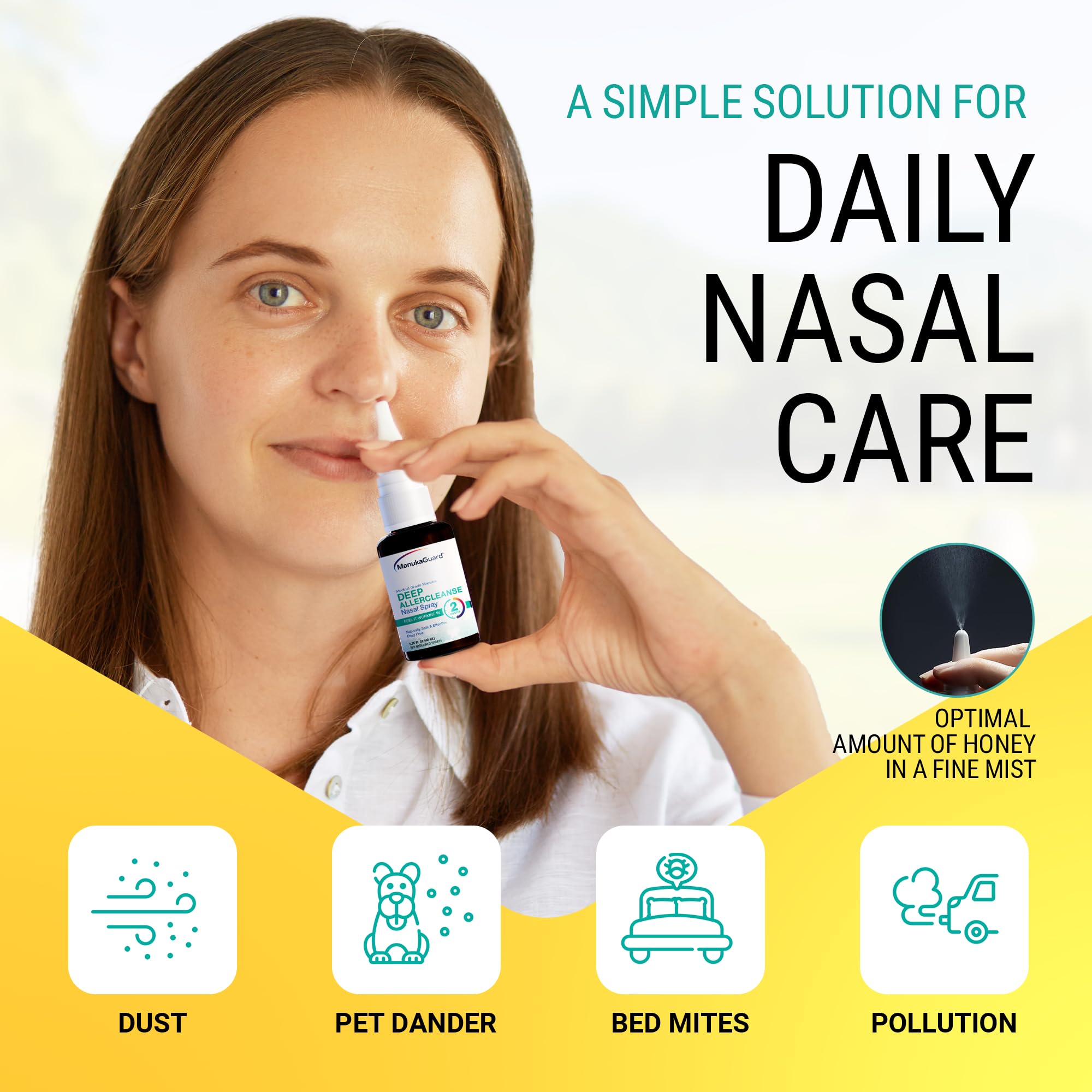 Nasal humectante de ManukaGuard Deep Allercleanse para nariz irritada
