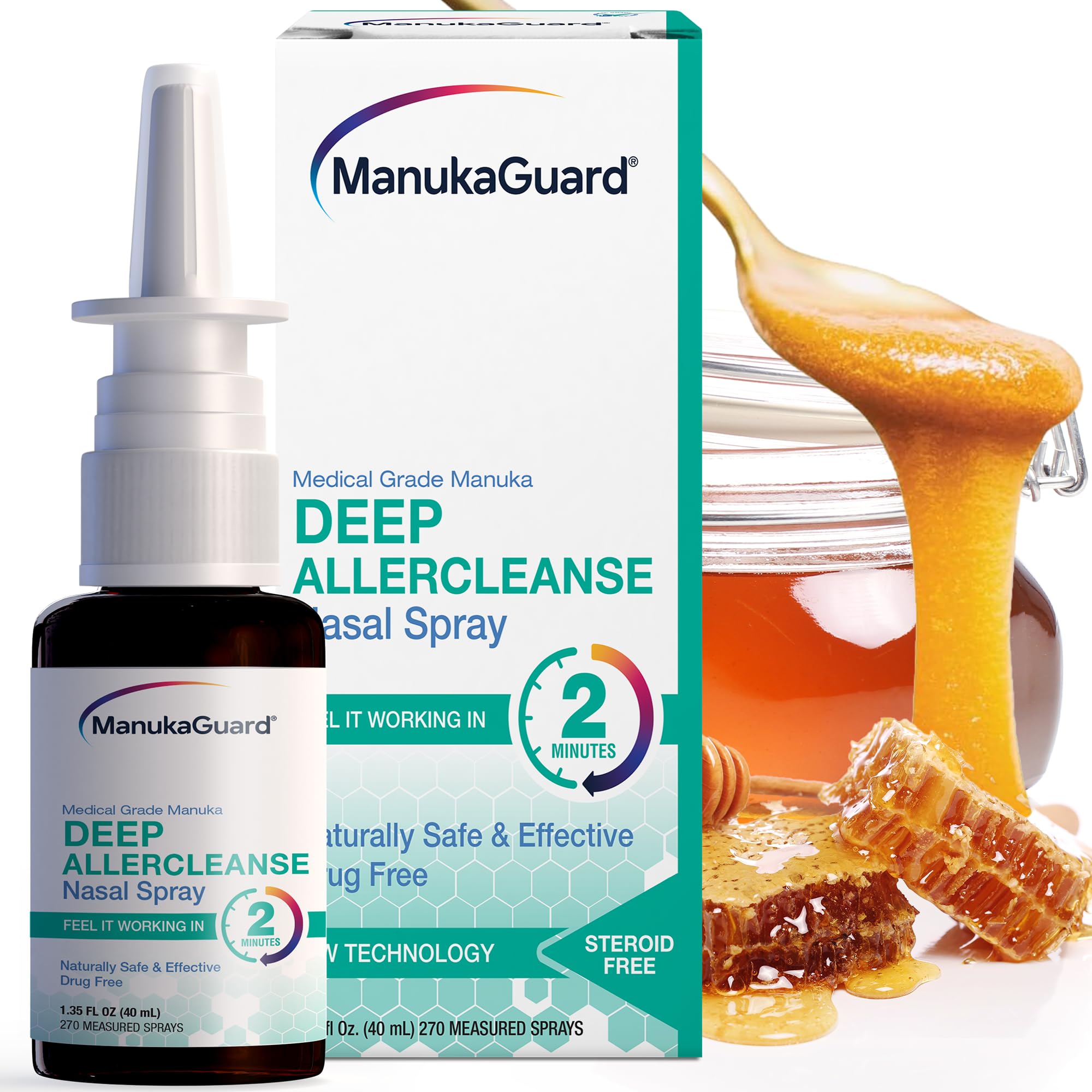ManukaGuard Deep Allercleanse spray nasal en uso para congestión