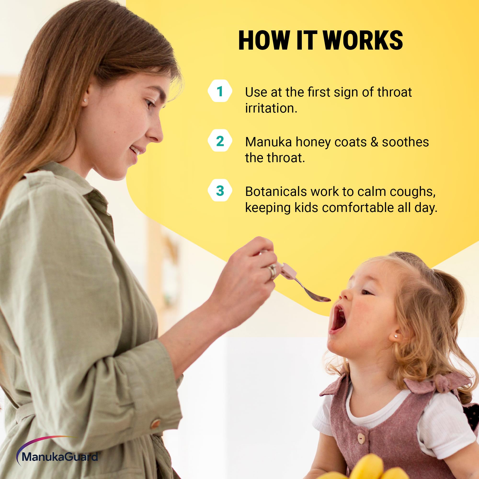 ManukaGuard Sirope para Niños, vinagre de manzana, base natural para la mezcla.