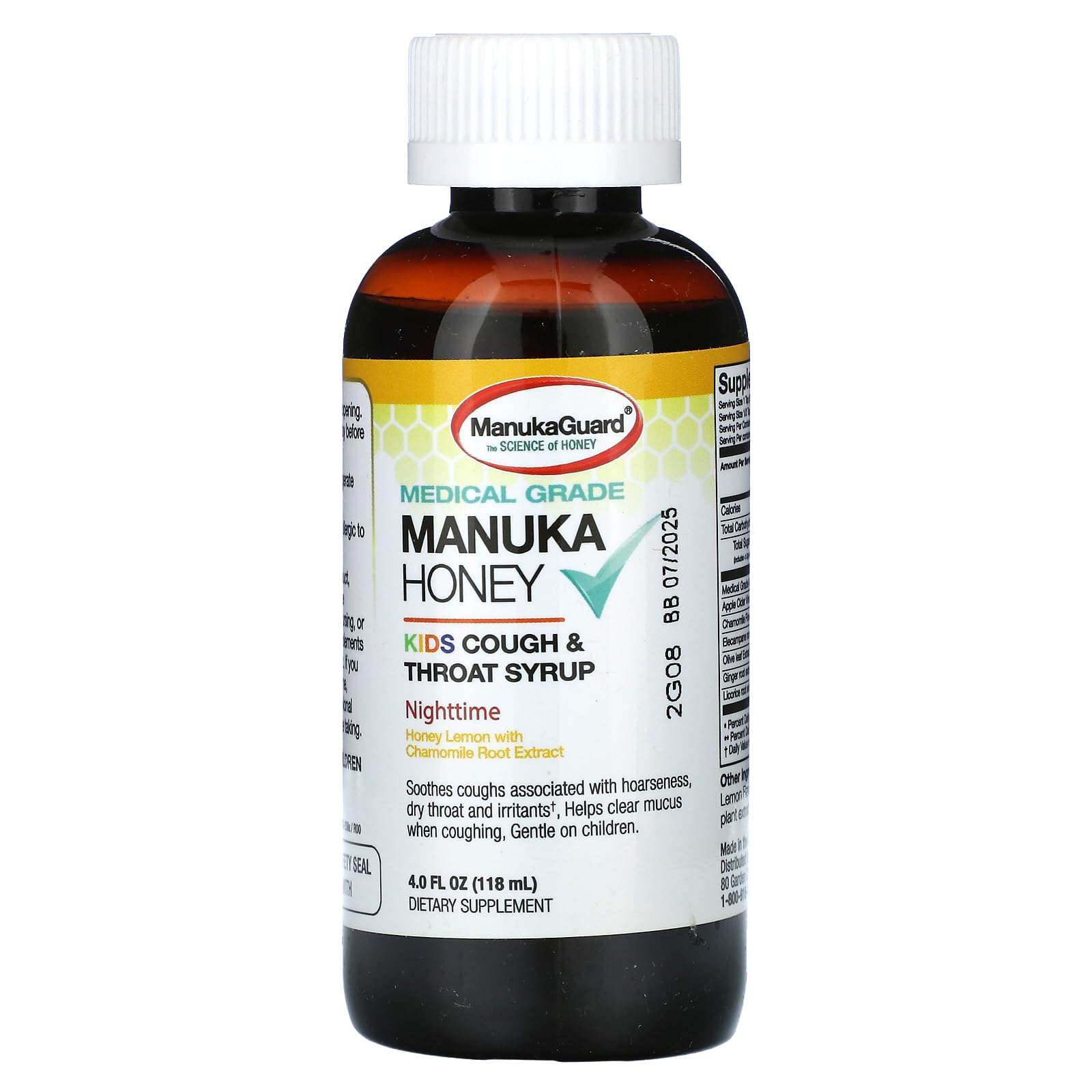 ManukaGuard Sirup Ninos Etiqueta: información clara para uso diario.