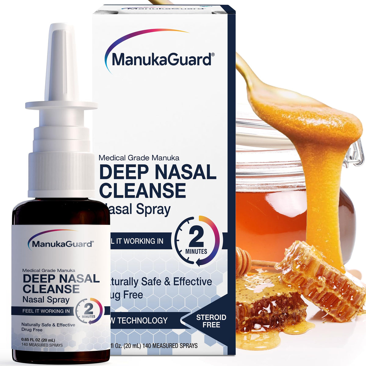 Spray nasal ManukaGuard en botella para limpieza e hidratación diaria