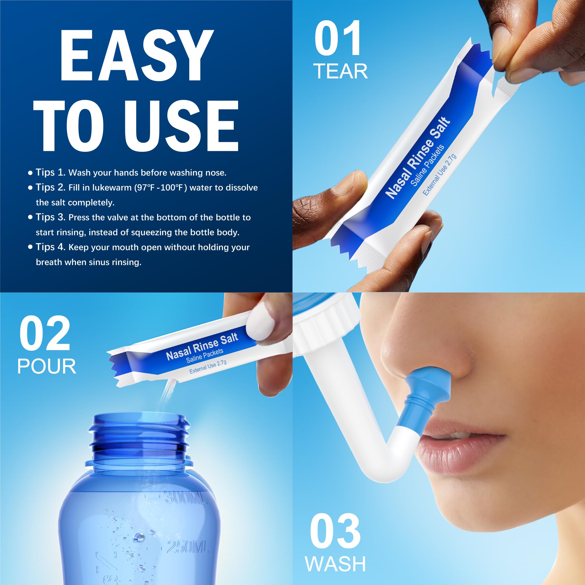 MAOEVER Neti Pot guía de seguridad para agua tibia