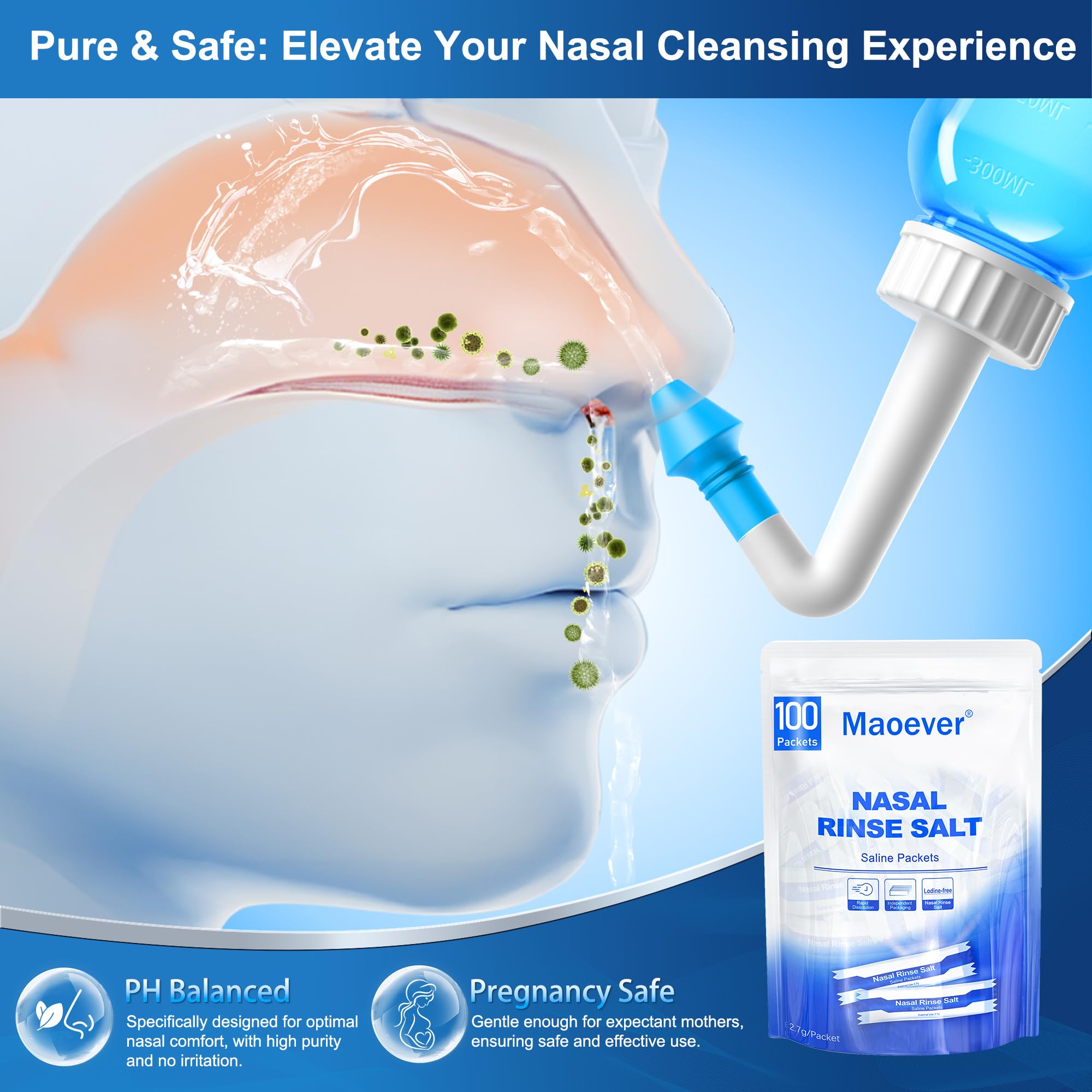 MAOEVER agua tibia a temperatura corporal para lavado nasal seguro