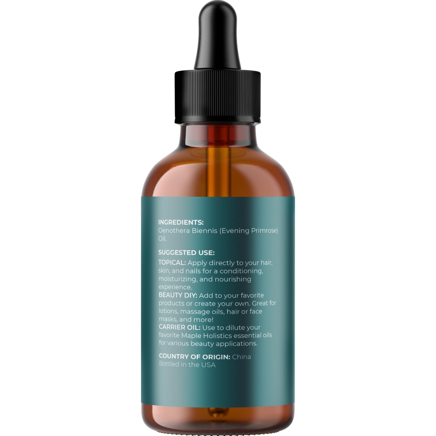Maple Holistics aceite de onagra puro en envase oscuro para preservar la pureza