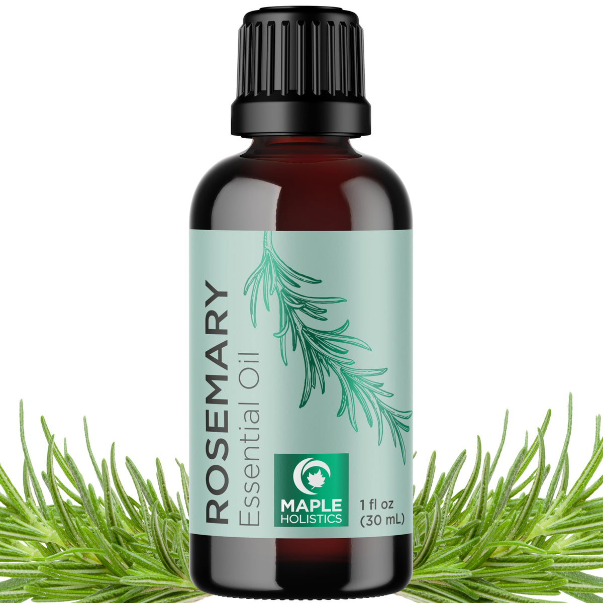 Maple Holistics Aceite de Romero puro en botella con gotero para uso tópico