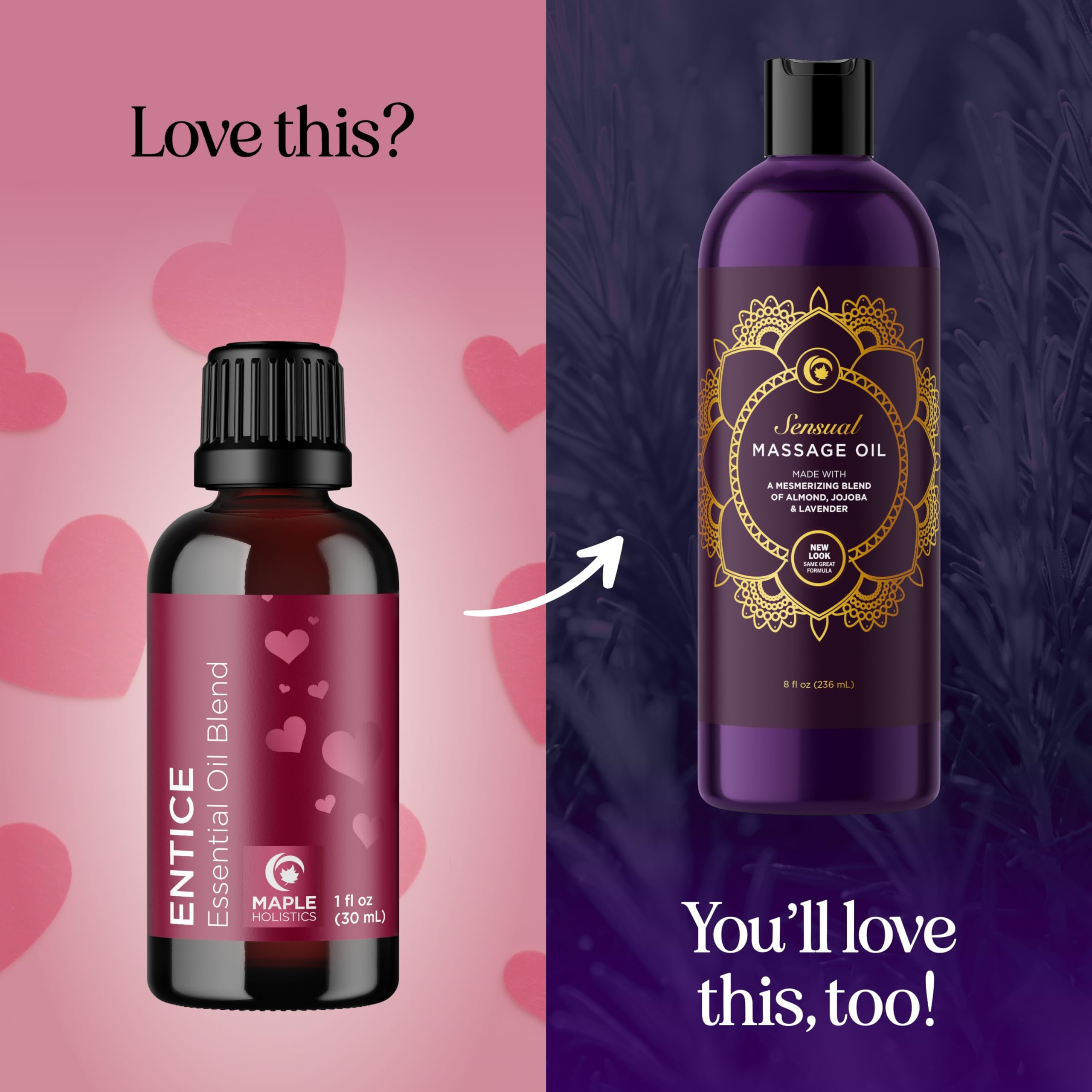 Maple Holistics Entice, difusor mezcla romántica, aroma para noches especiales.