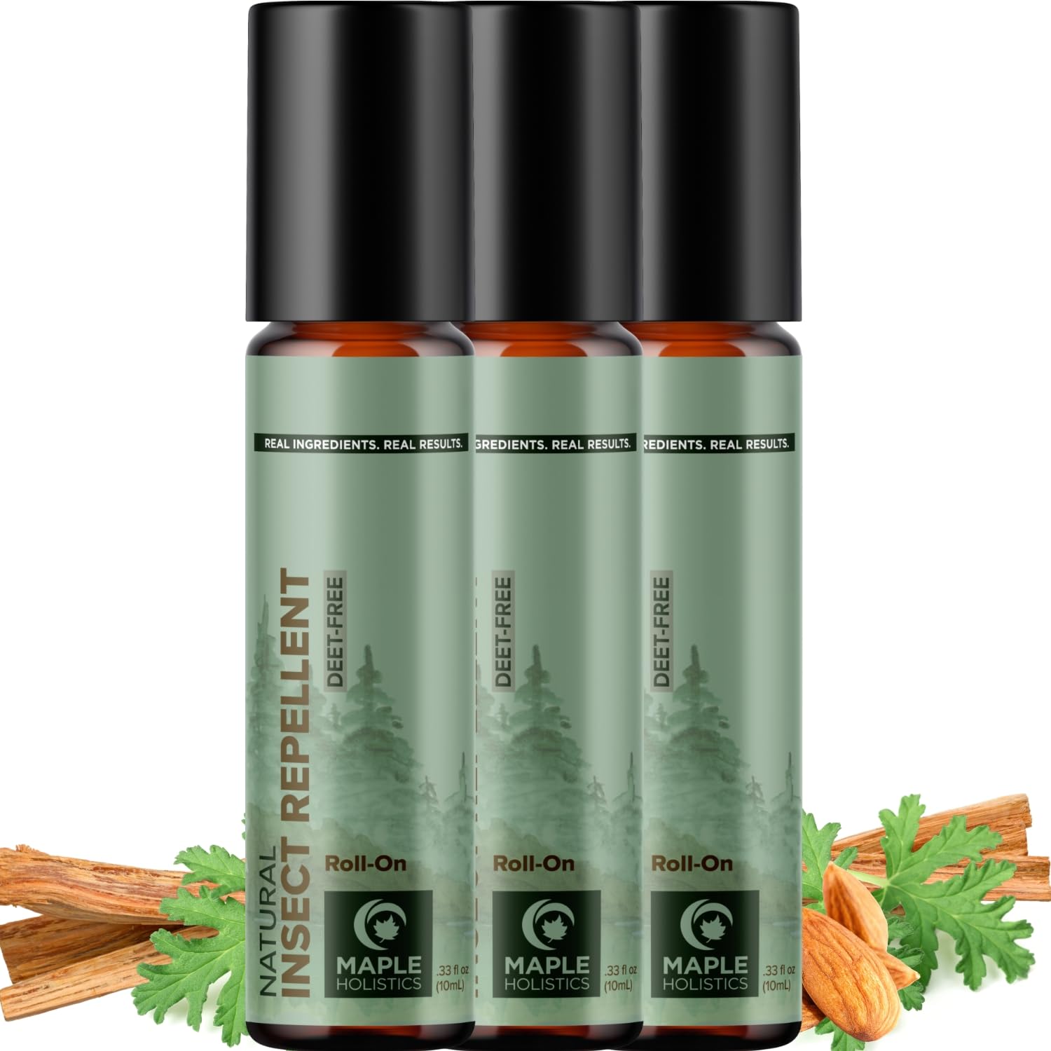Maple Holistics Roll-On Repelente Natural, frente del envase, protección suave para piel sensible.