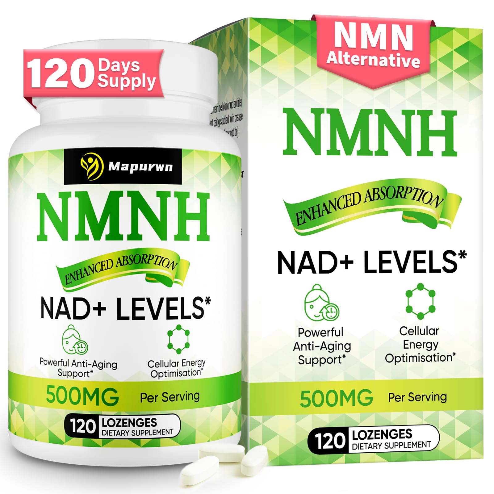 Mapurwn NMNH: botella de tabletas masticables lista para uso diario de NAD+