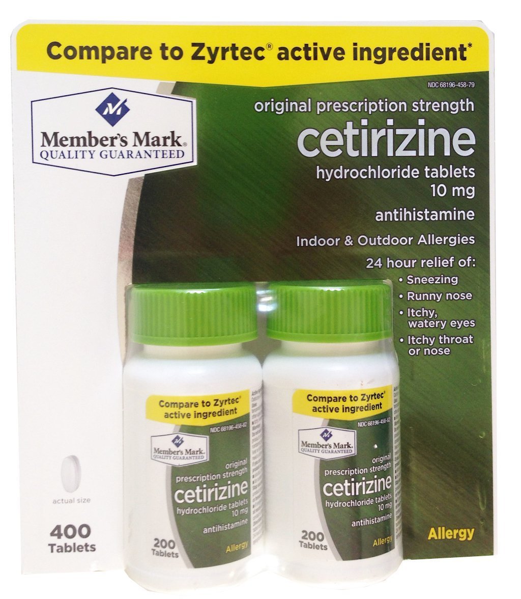 Simply Right cetirizina tableta 10 mg, uso diario para alergias estacionales
