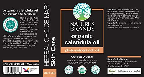 Marcas Naturaleza envase de vidrio caléndula aceite, perfecto para masajes y cuidado diario