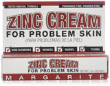 Margarite Zinc Cream 1oz en tubo, aplicación para irritaciones diarias.