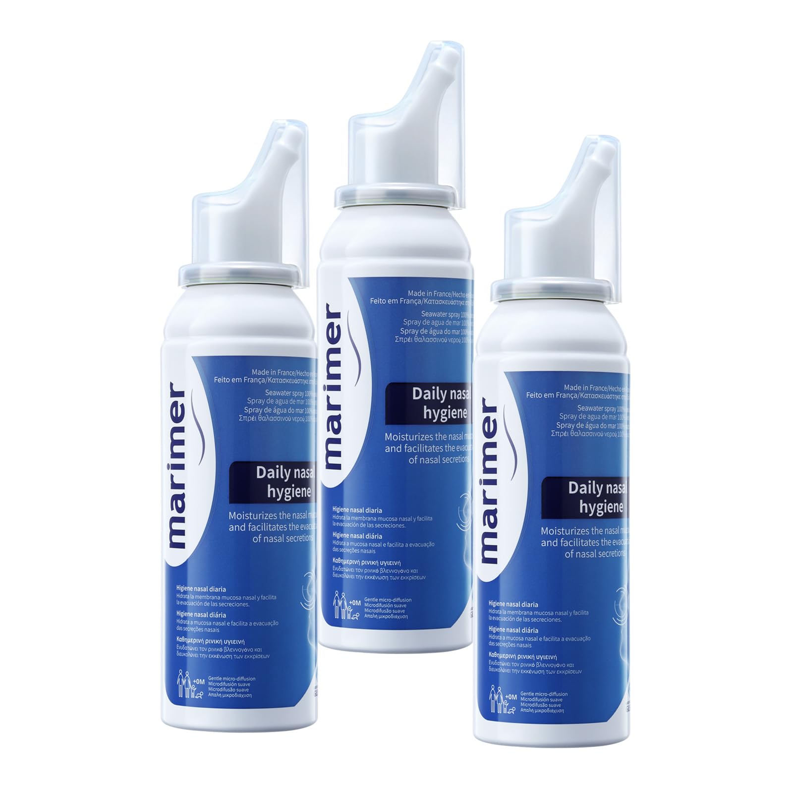 Marimer spray nasal frente del envase para limpieza suave diaria