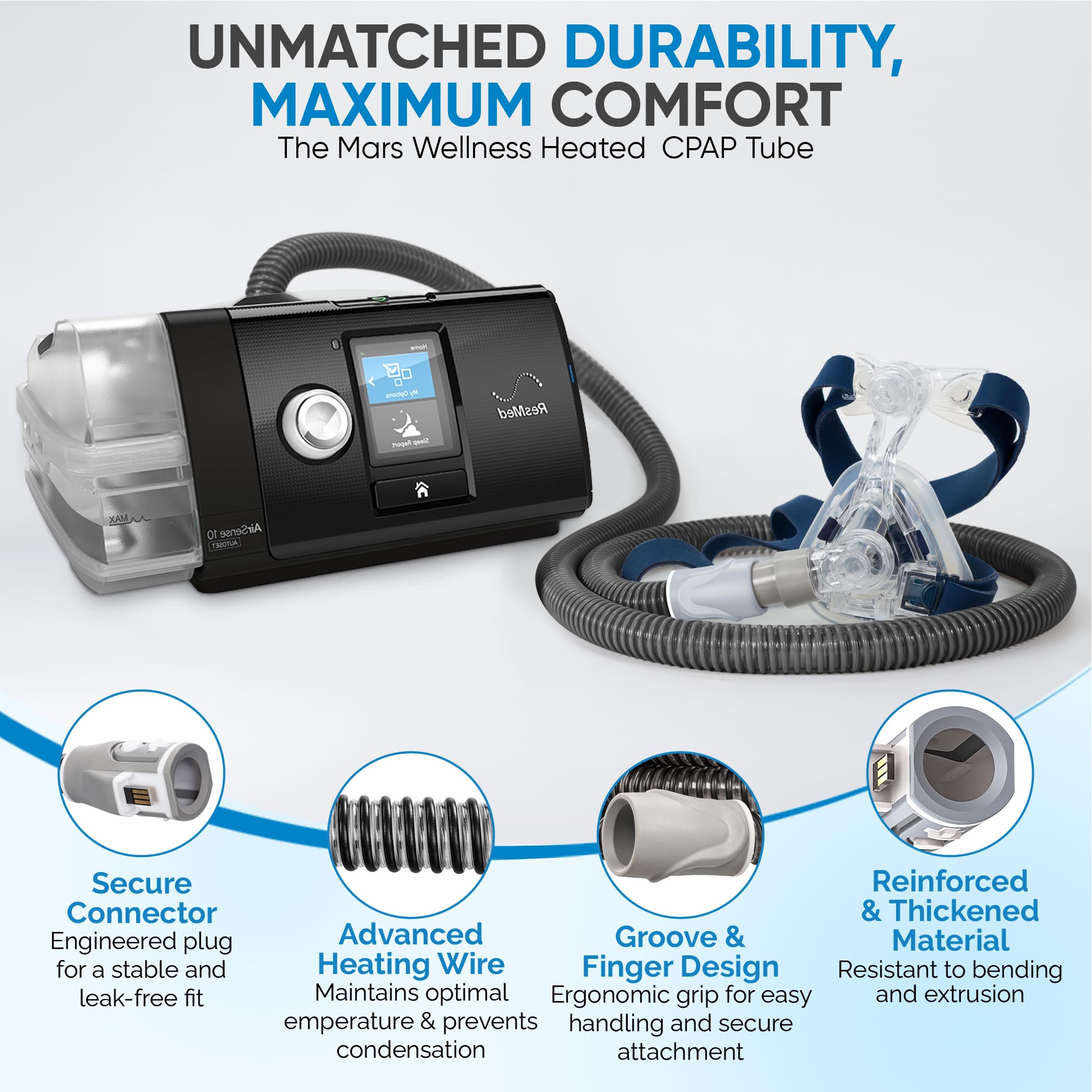 el tubo cpap previene condensación sin fundas.