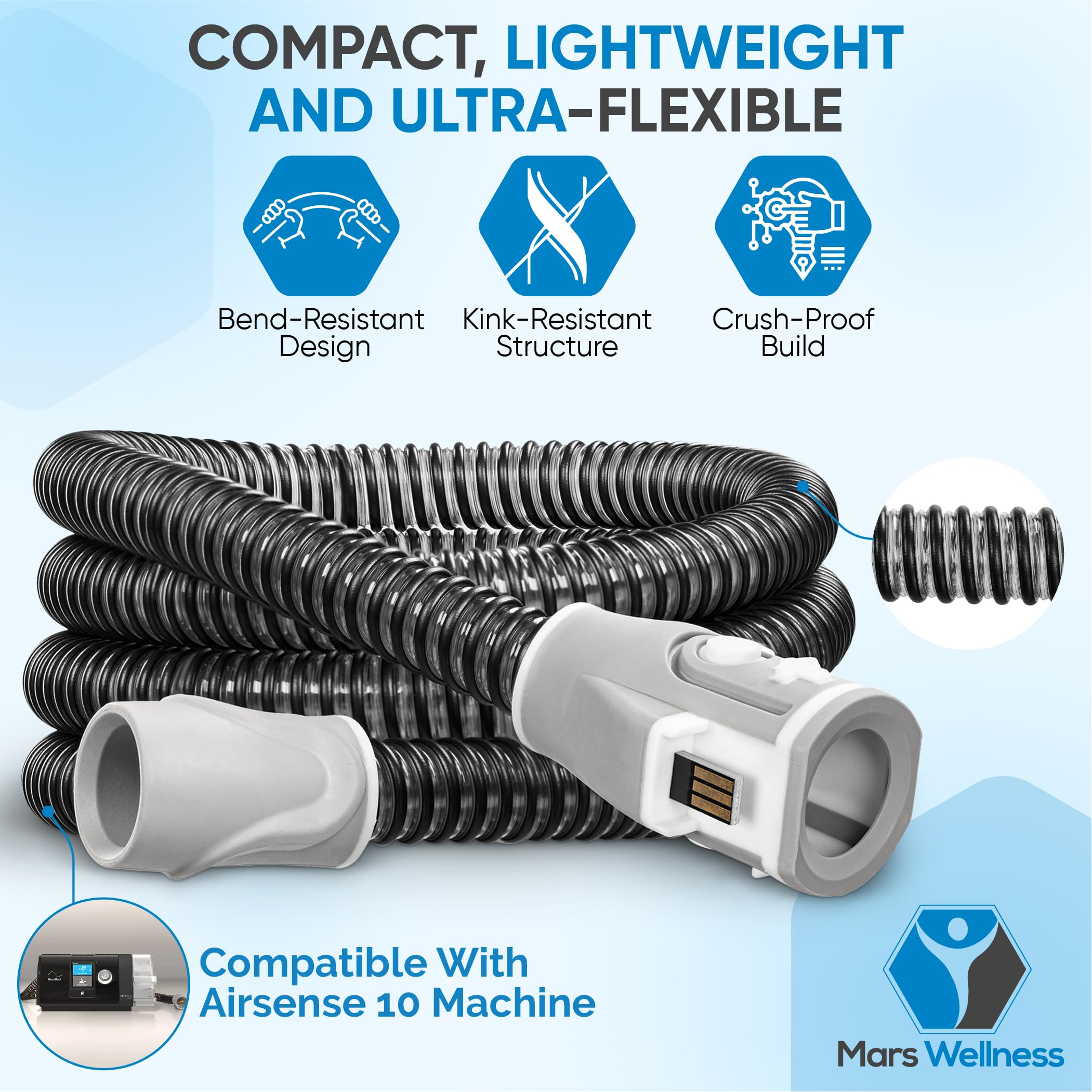 el tubo cpap duradero y fácil de limpiar para uso diario.