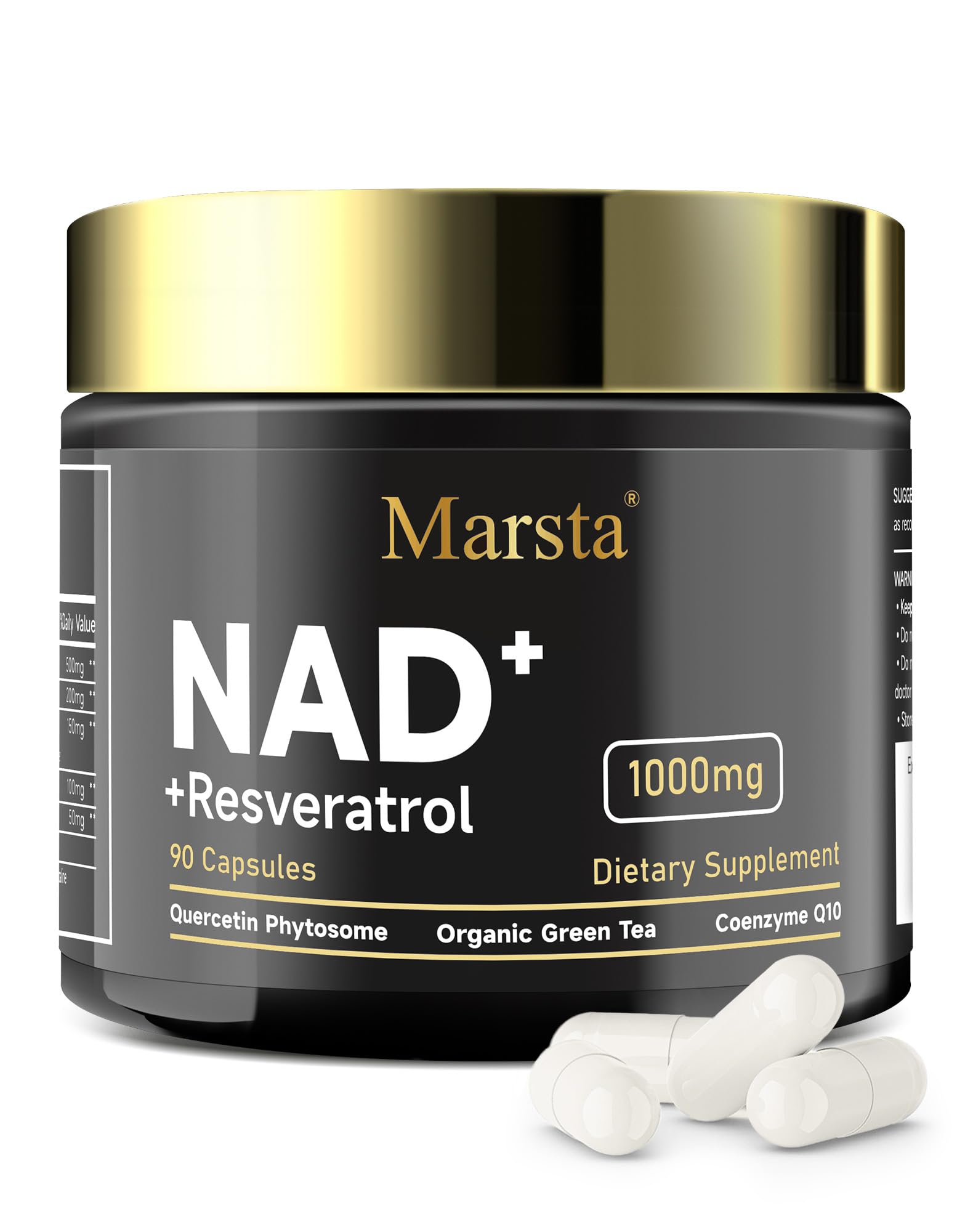 MARSTA Liposomal Resveratrol - cápsulas envasadas, energía sostenida y claridad mental potencial.
