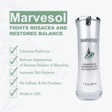 Marvesol Rosácea crema, enfoque en textura cremosa para rostro.
