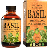 Mary Tylor Naturals Basil Aceite Esencial, botella ámbar con cuentagotas, ideal para aromaterapia.