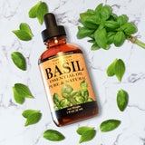 Mary Tylor Naturals Basil Aceite Esencial, etiqueta clara para identificar pureza.