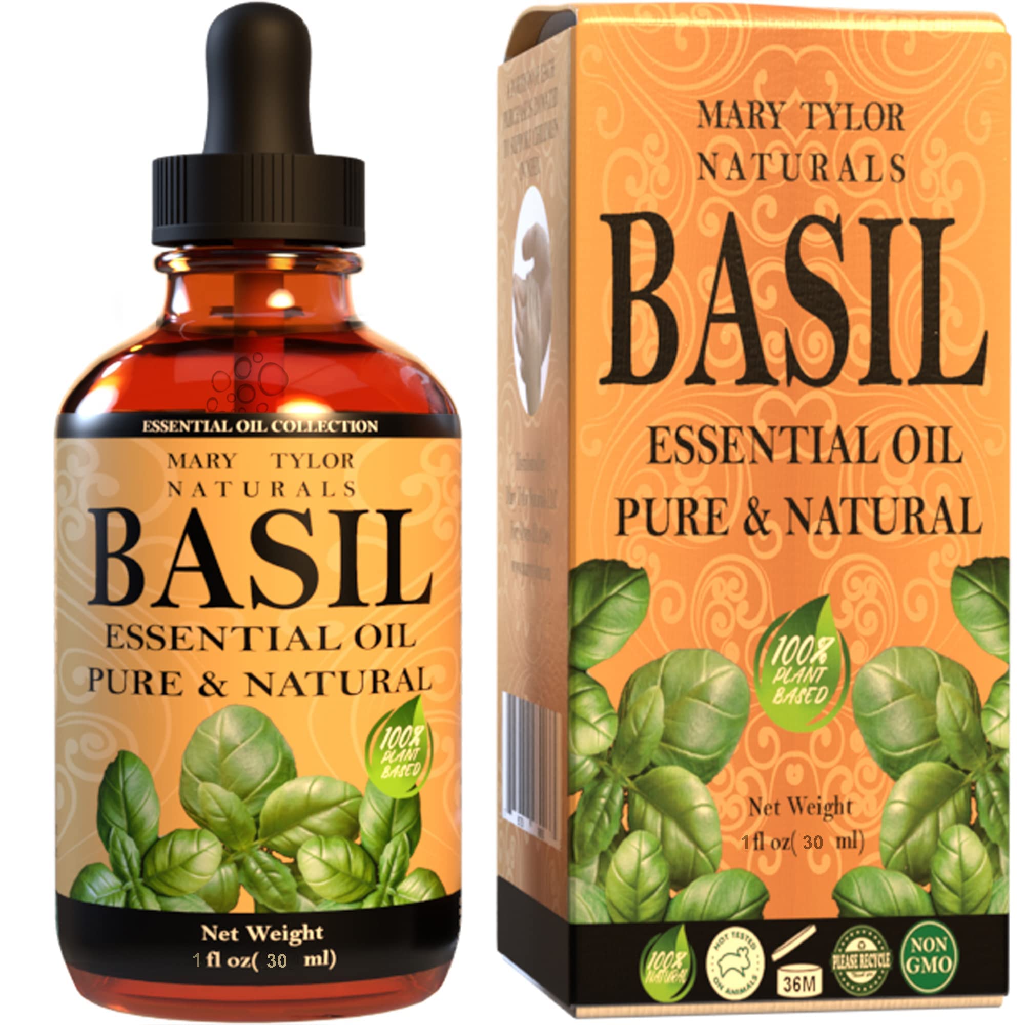 Mary Tylor Naturals Basil Aceite Esencial, apropiado para proyectos caseros de bienestar.
