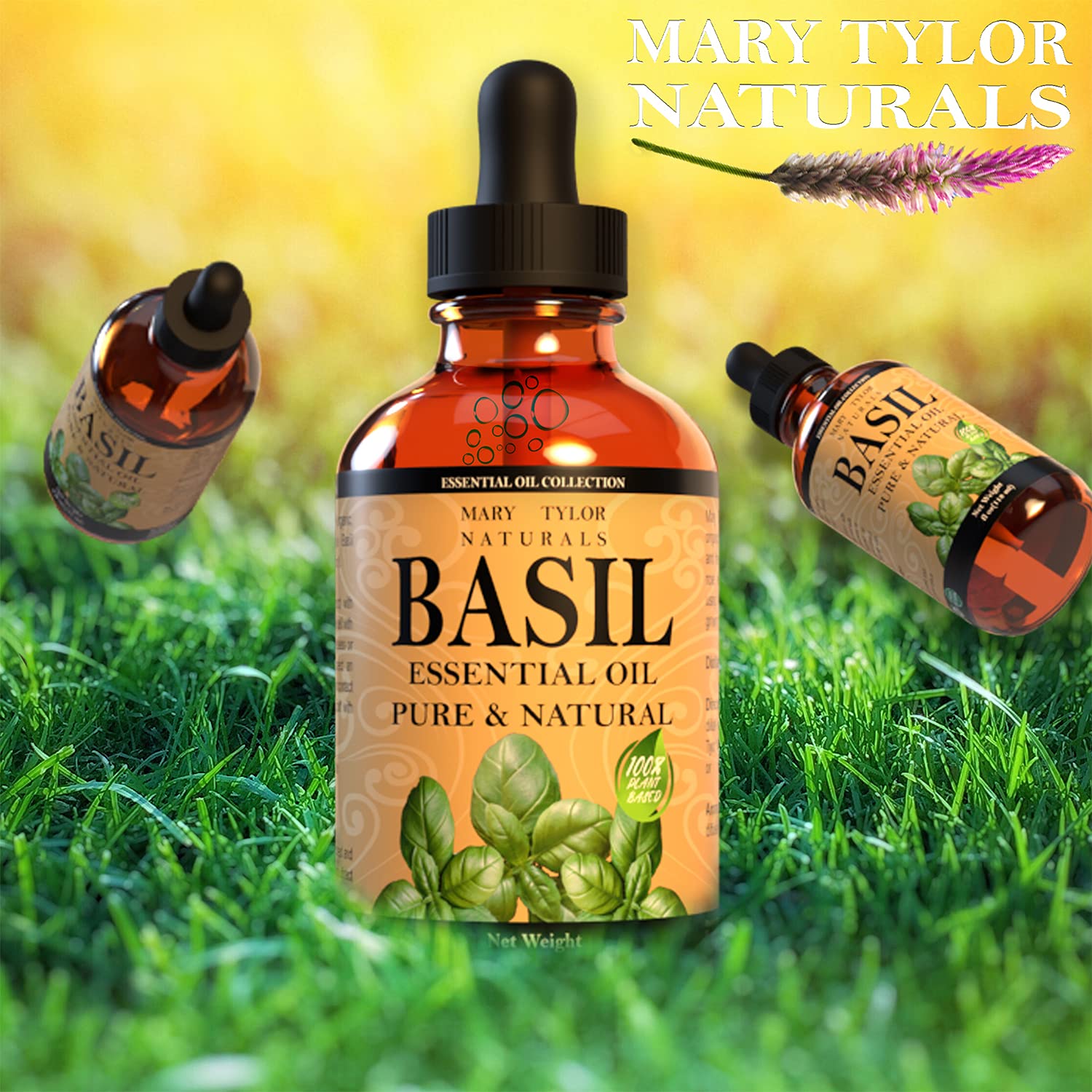 Mary Tylor Naturals Basil Aceite Esencial, puro y natural para proyectos creativos de cuidado.